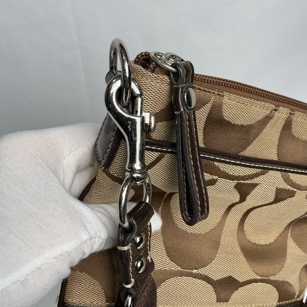 Coach Signature Swingpack Crossbody Bag Brown Khaki Canvas - Picture 11 of 15